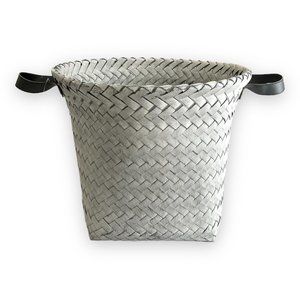 Gray & White Woven Basket Bin NWT